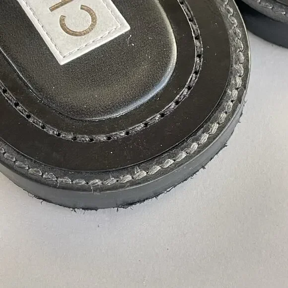 Chanel Black Raffia Sandals With Crystal Embellishments CC Logo 36C - Picture 12 of 14